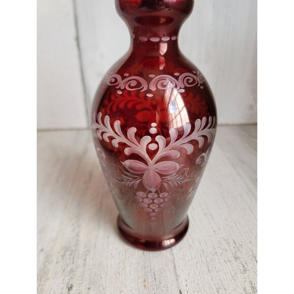 Egermann ruby red cut glass decanter grape leaf‎ home decor figure - Picture 7 of 11